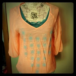 Sheer 3/4 sleeve top